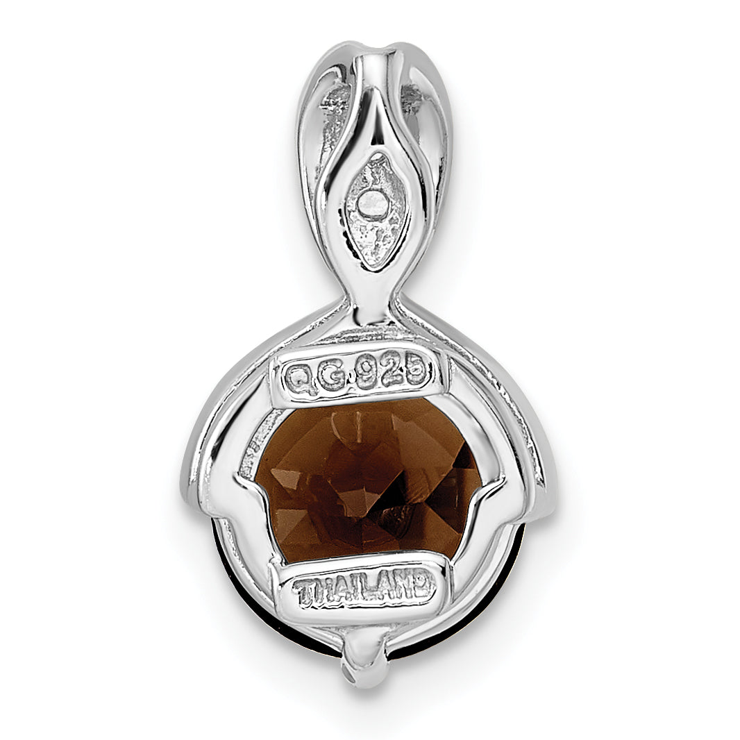 Sterling Silver Ss Rh-Plated Circle 1.86T.W. Smoky Quartz/White Topaz Pendant