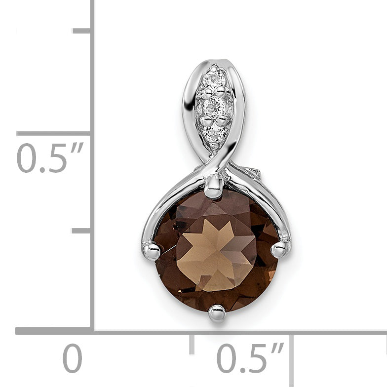 Sterling Silver Ss Rh-Plated Circle 1.86T.W. Smoky Quartz/White Topaz Pendant