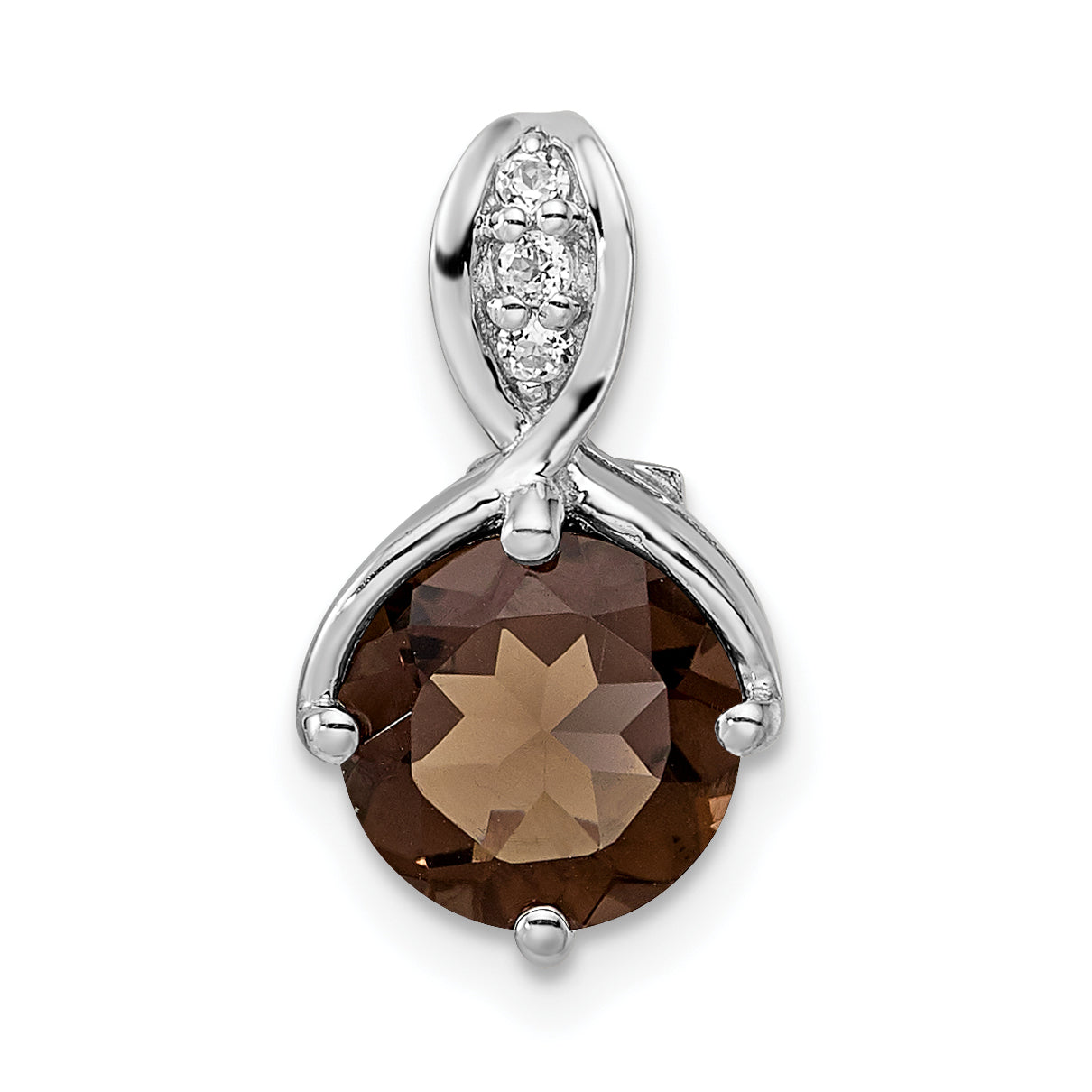Sterling Silver Ss Rh-Plated Circle 1.86T.W. Smoky Quartz/White Topaz Pendant