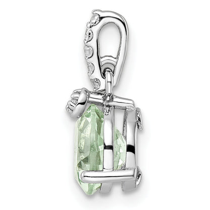 Sterling Silver Ss Rh-Plated Circle 1.68T.W. Green Quartz/White Topaz Pendant