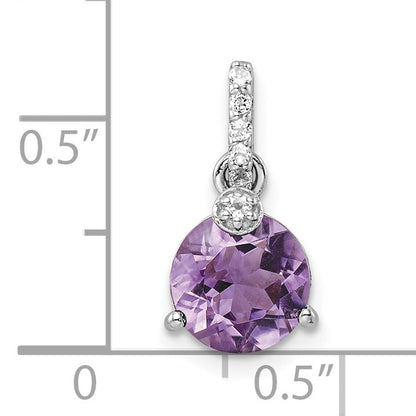 Sterling Silver Rhod-Plated Circle 1.90Amethyst/Whitetopaz Pendant