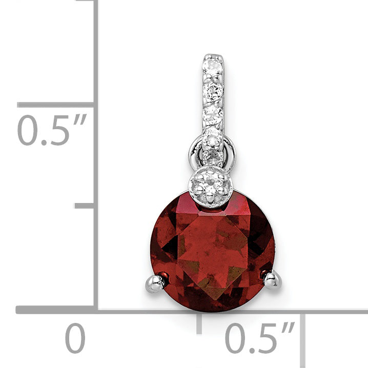 Sterling Silver Rh-Plated Circle 2.6T.W. Garnet/White Topaz Pendant