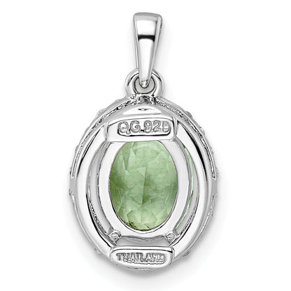 Sterling Silver Ss Rh-Plated Oval 1.69T.W. Green Quartz/White Topaz Pendant