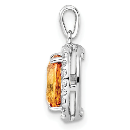 Sterling Silver Rh-Plated Oval 1.86T.W. Citrine/White Topaz Pendant