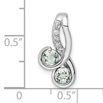 Sterling Silver Sterlingsilver Rhod-Plated .5T.W. Greenquartz/White Topaz Pendant