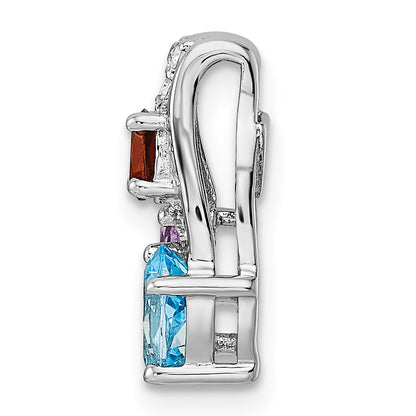 Sterling Silver Rhod-Plated 1.05T.W. Bt/Am/Ga/Wt Pendant