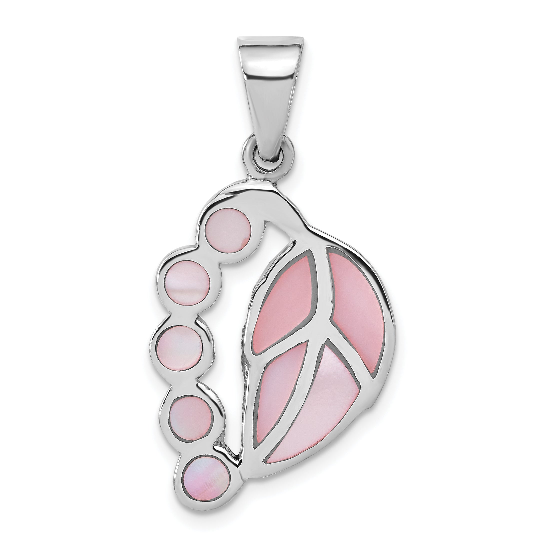 Sterling Silver Pink Shell Leaf Pendant