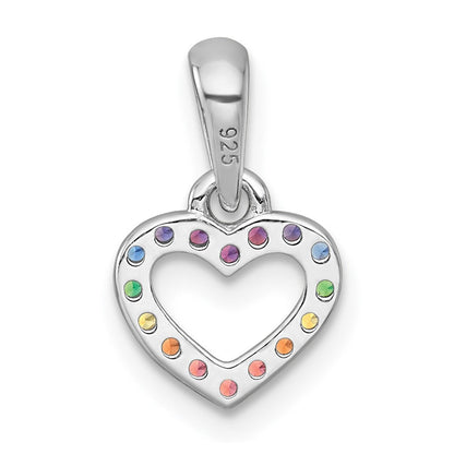 Sterling Silver Rh-Pl Multi Color Nano Crystals Heart Children's Pendant