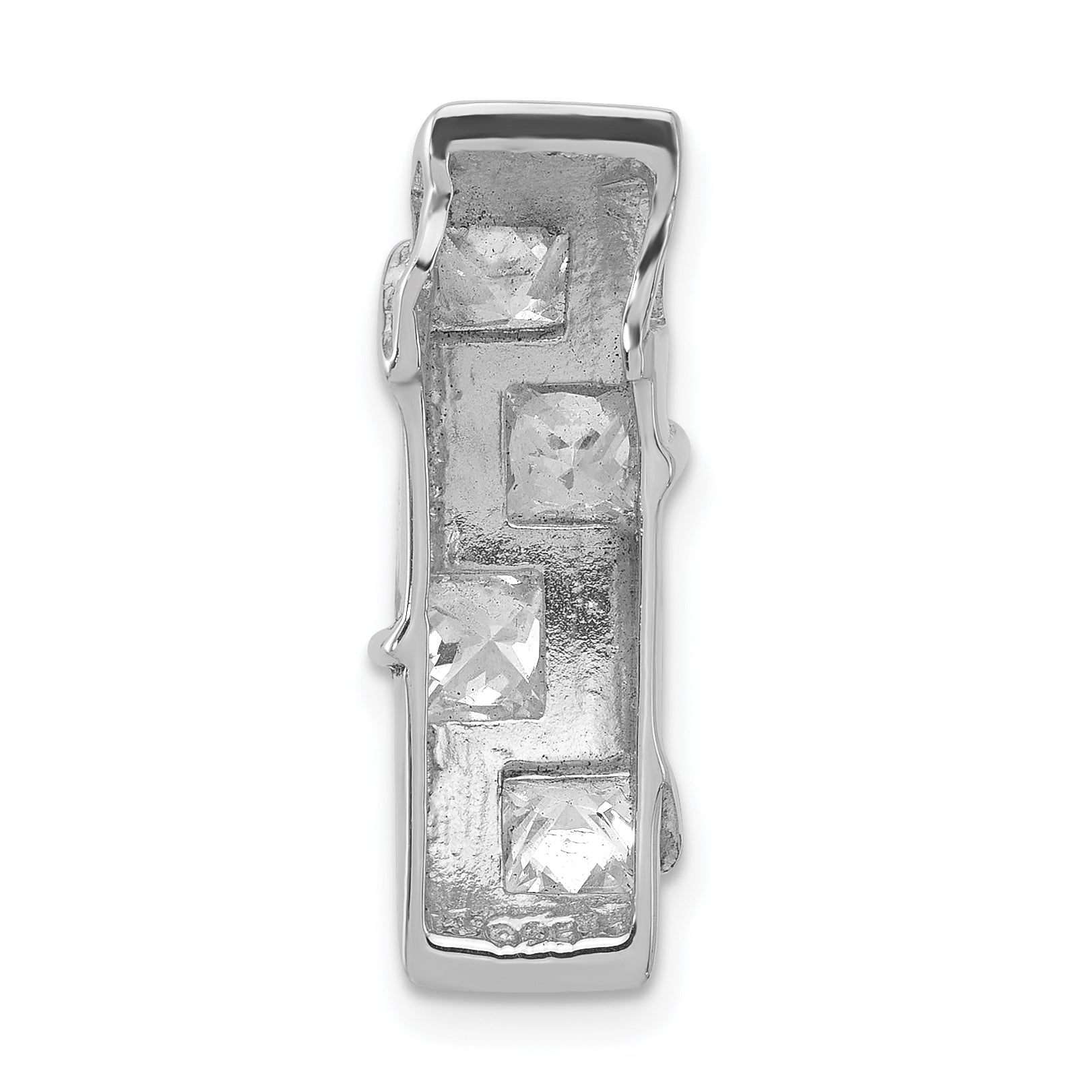 Sterling Silver Polished 4-Stone Square Cz Chain Slide