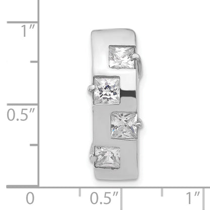 Sterling Silver Polished 4-Stone Square Cz Chain Slide
