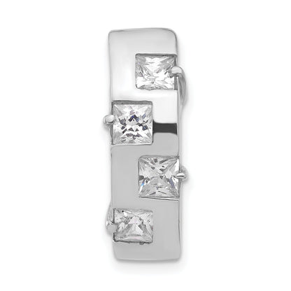 Sterling Silver Polished 4-Stone Square Cz Chain Slide