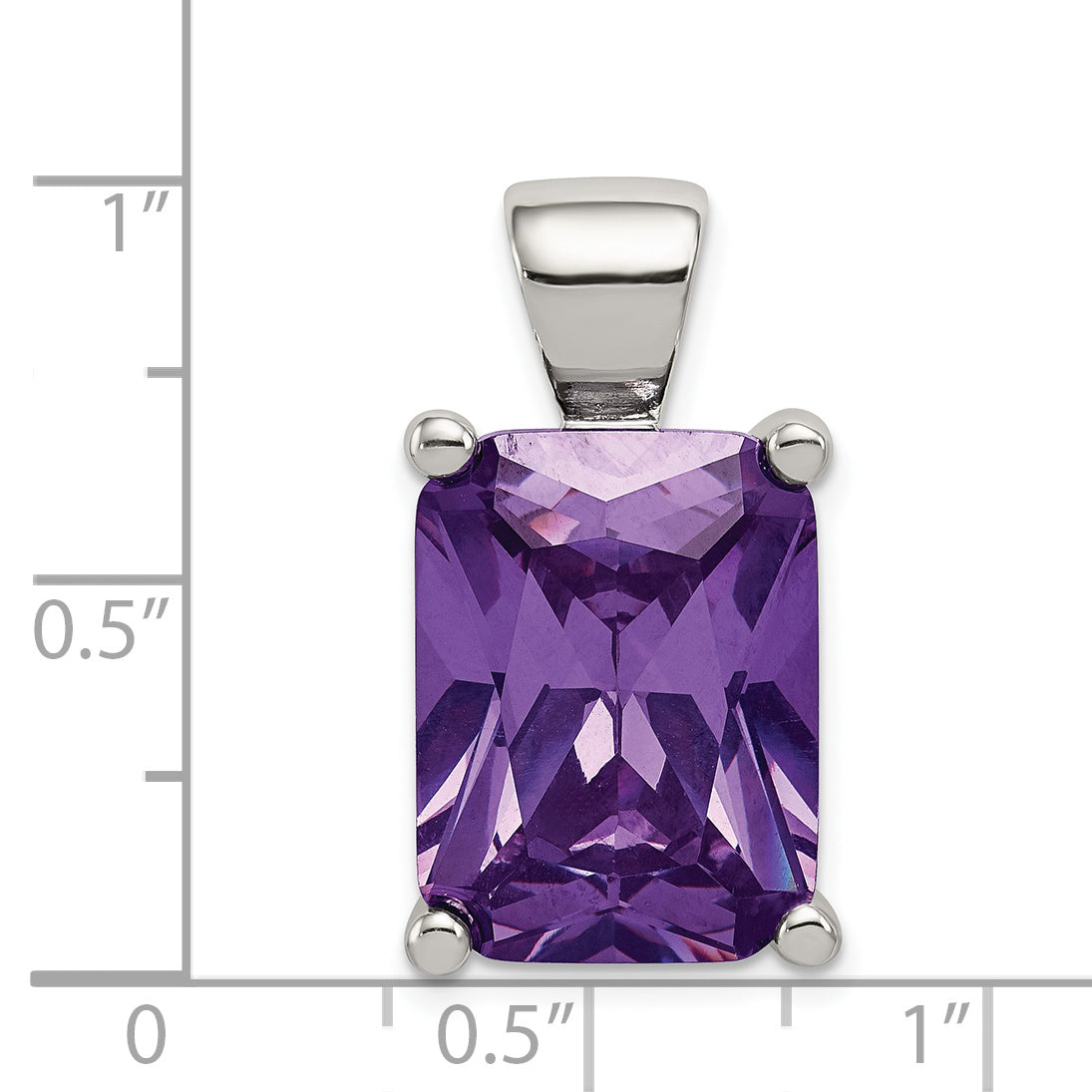 Sterling Silver Purple Cz Pendant