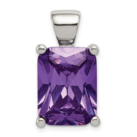 Sterling Silver Purple Cz Pendant