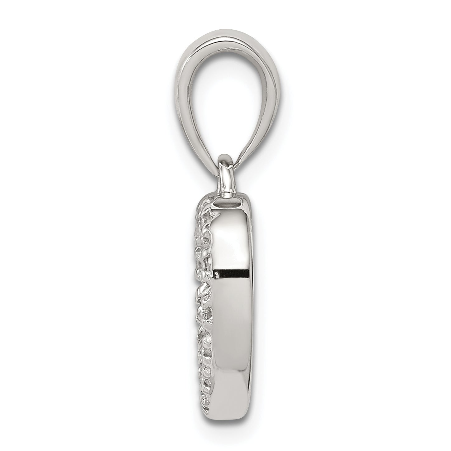 Sterling Silver Rhodium-Plated Cz Heart Shape Pendant