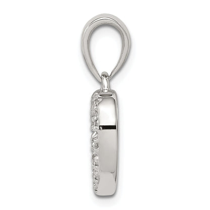 Sterling Silver Rhodium-Plated Cz Heart Shape Pendant