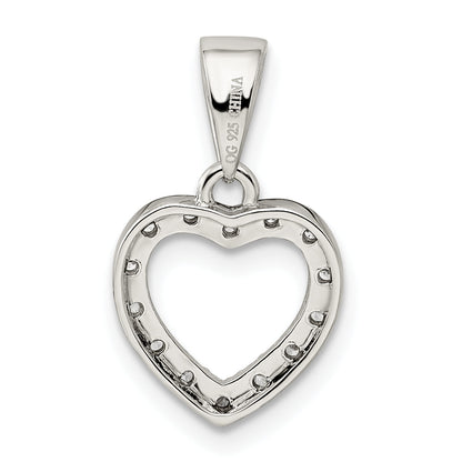 Sterling Silver Rhodium-Plated Cz Heart Shape Pendant