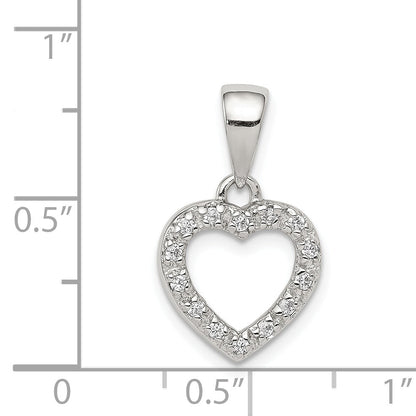 Sterling Silver Rhodium-Plated Cz Heart Shape Pendant