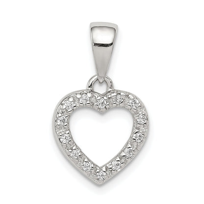 Sterling Silver Rhodium-Plated Cz Heart Shape Pendant