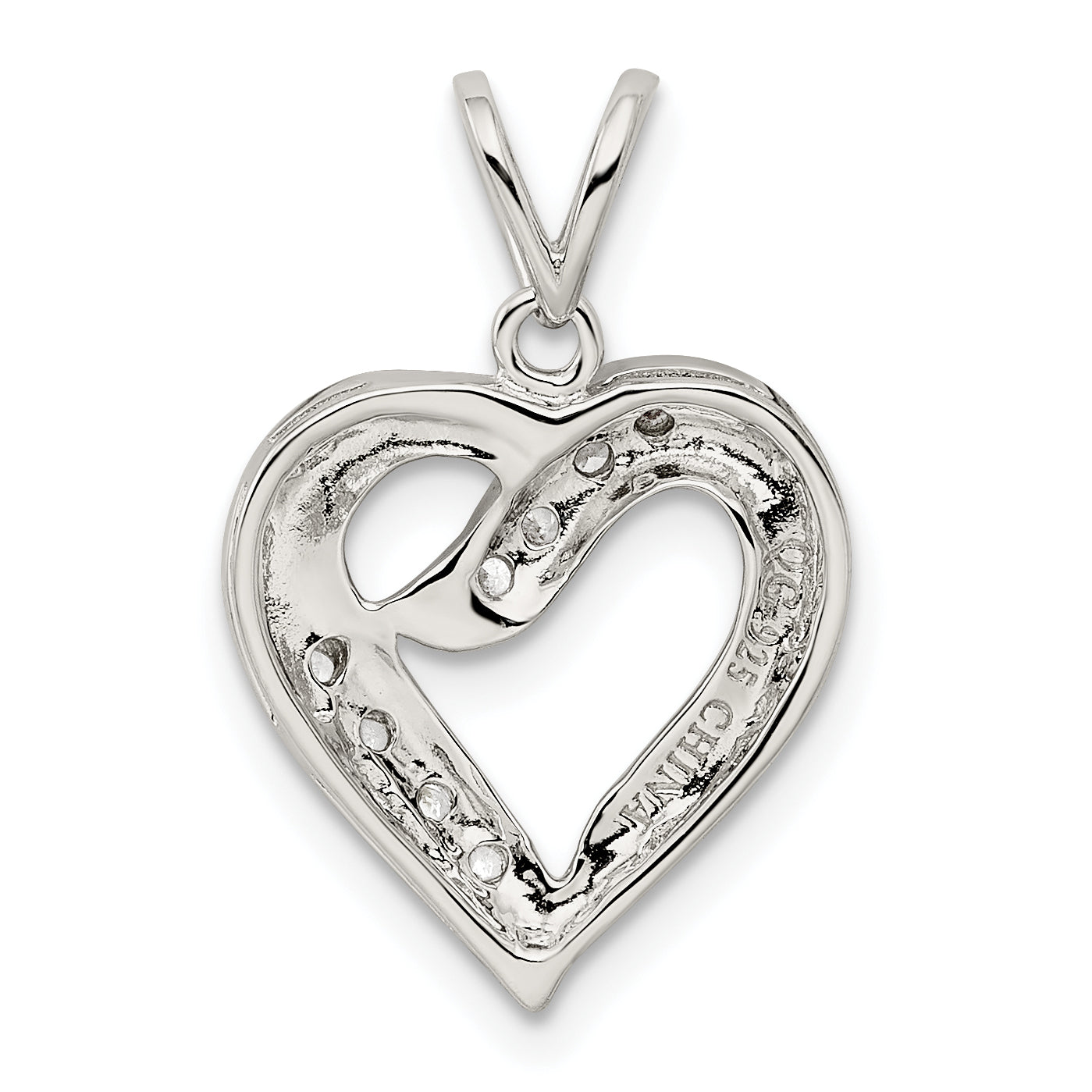 Sterling Silver Cz Heart Pendant