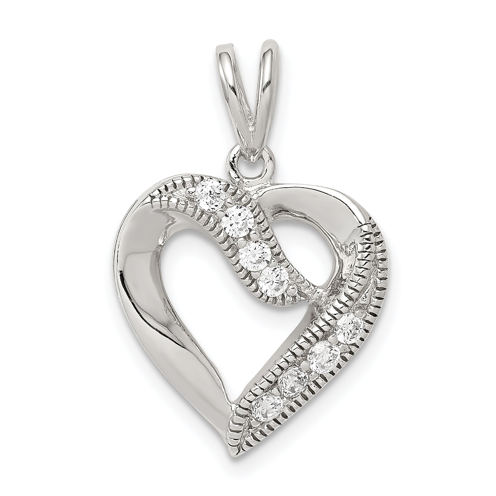 Sterling Silver Cz Heart Pendant