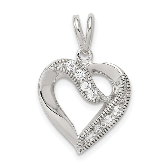 Sterling Silver Cz Heart Pendant