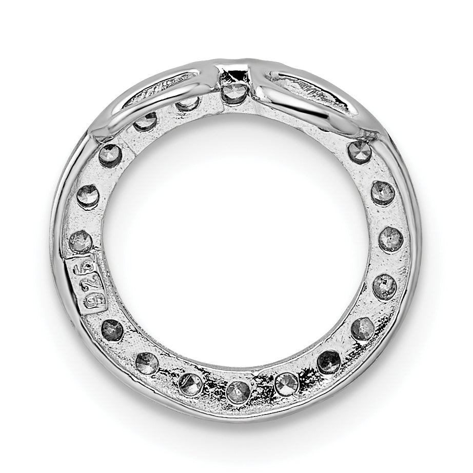 Sterling Silver Rhodium-Plated Cz Round Pendant