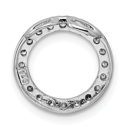 Sterling Silver Rhodium-Plated Cz Round Pendant