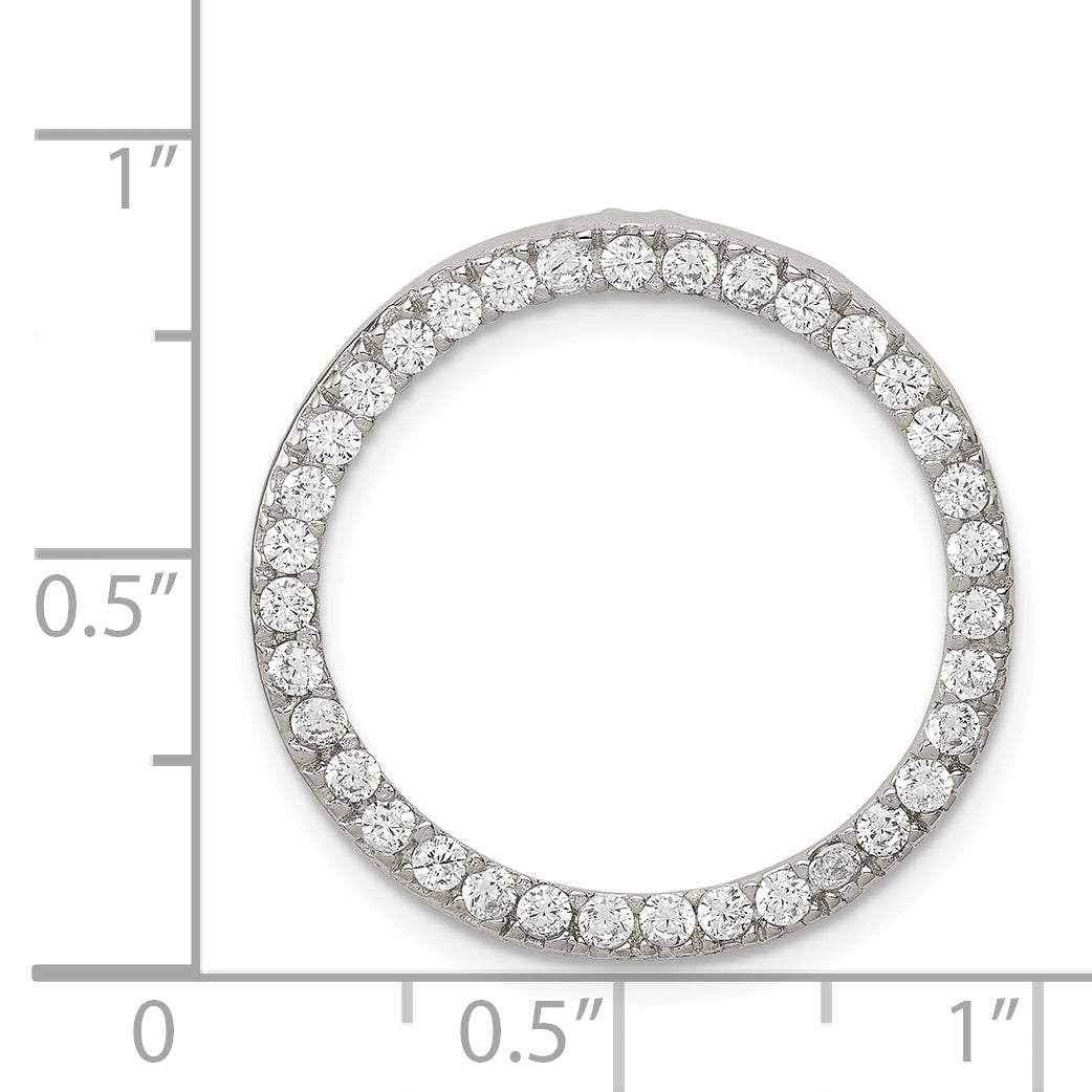 Sterling Silver Rhodium-Plated Cz Round Pendant