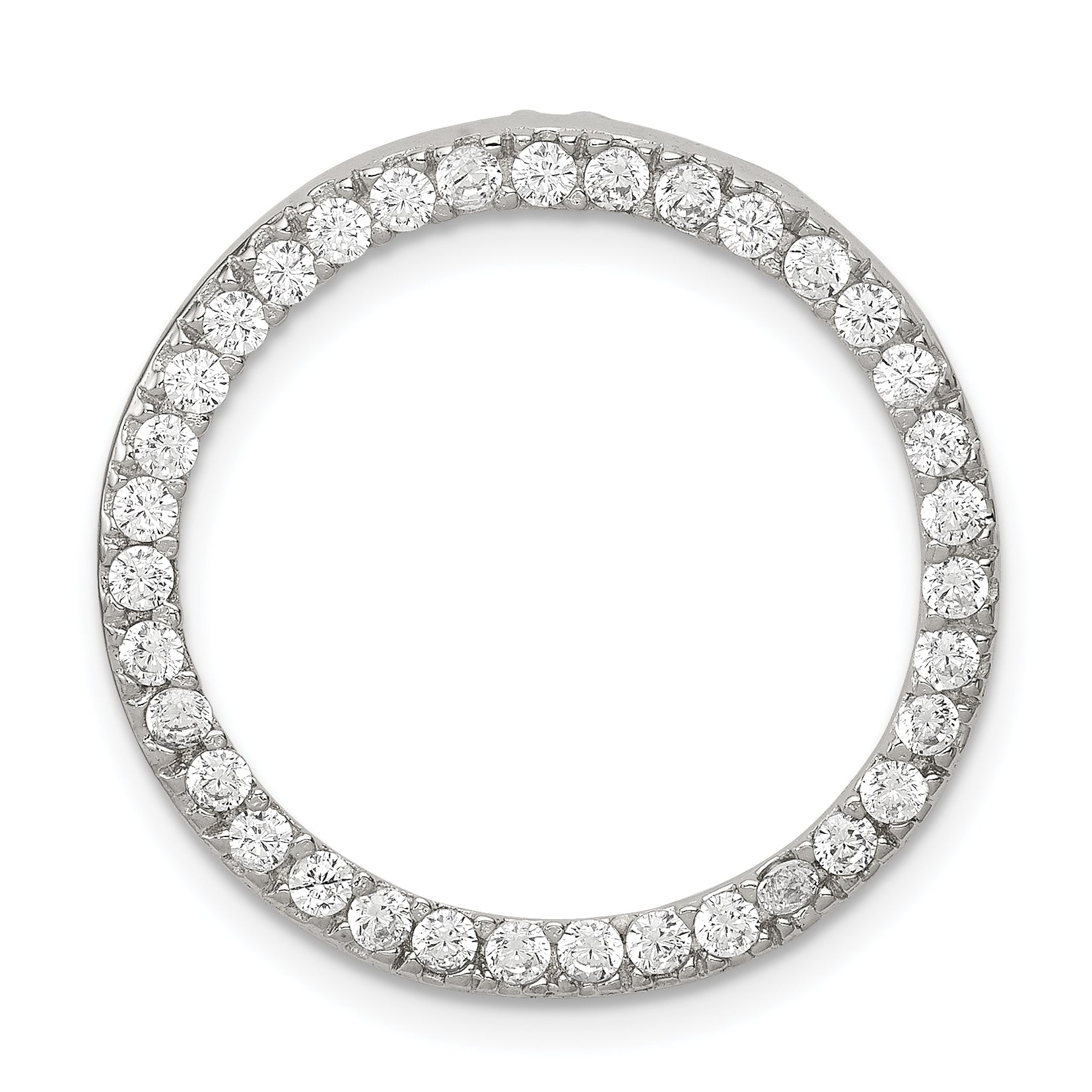 Sterling Silver Rhodium-Plated Cz Round Pendant