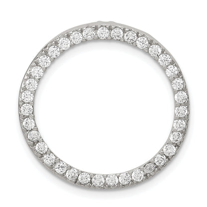 Sterling Silver Rhodium-Plated Cz Round Pendant