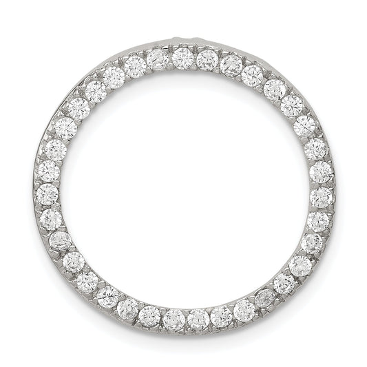 Sterling Silver Rhodium-Plated Cz Round Pendant