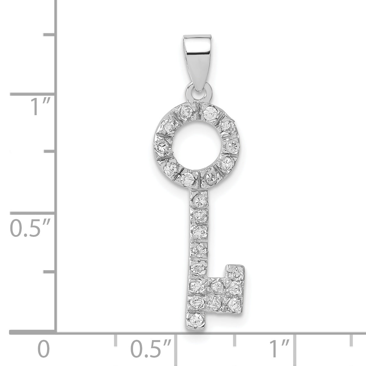 Sterling Silver Cz Key Pendant