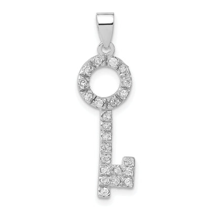 Sterling Silver Cz Key Pendant