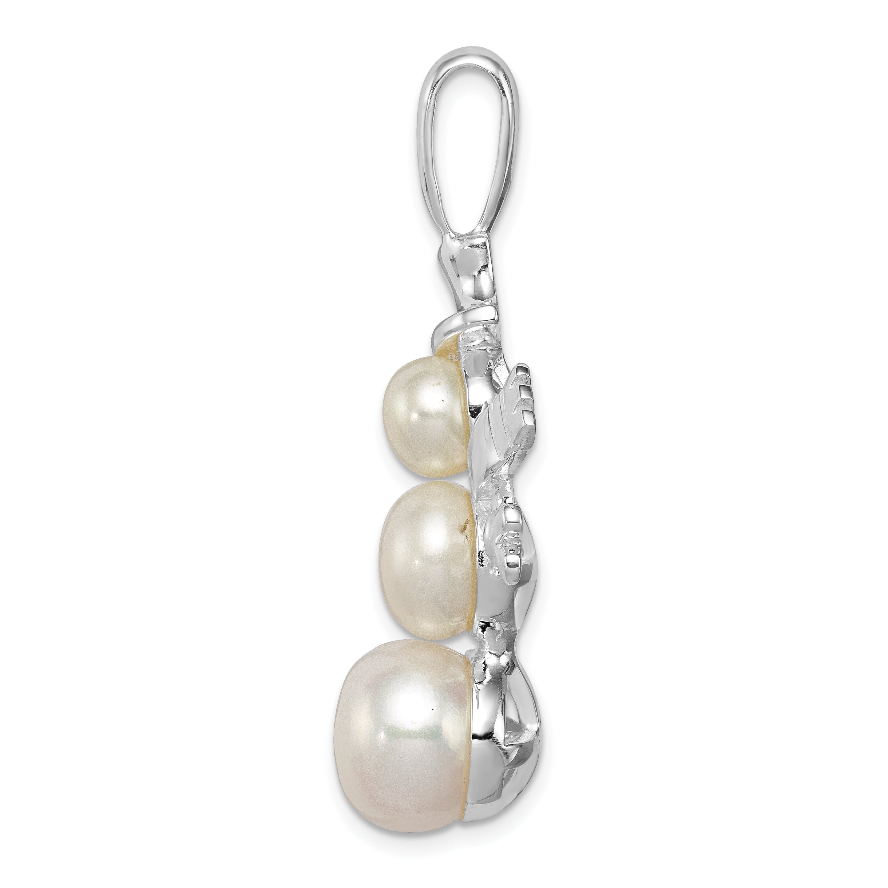 Sterling Silver Fw Cultured Pearl Snowman Pendant