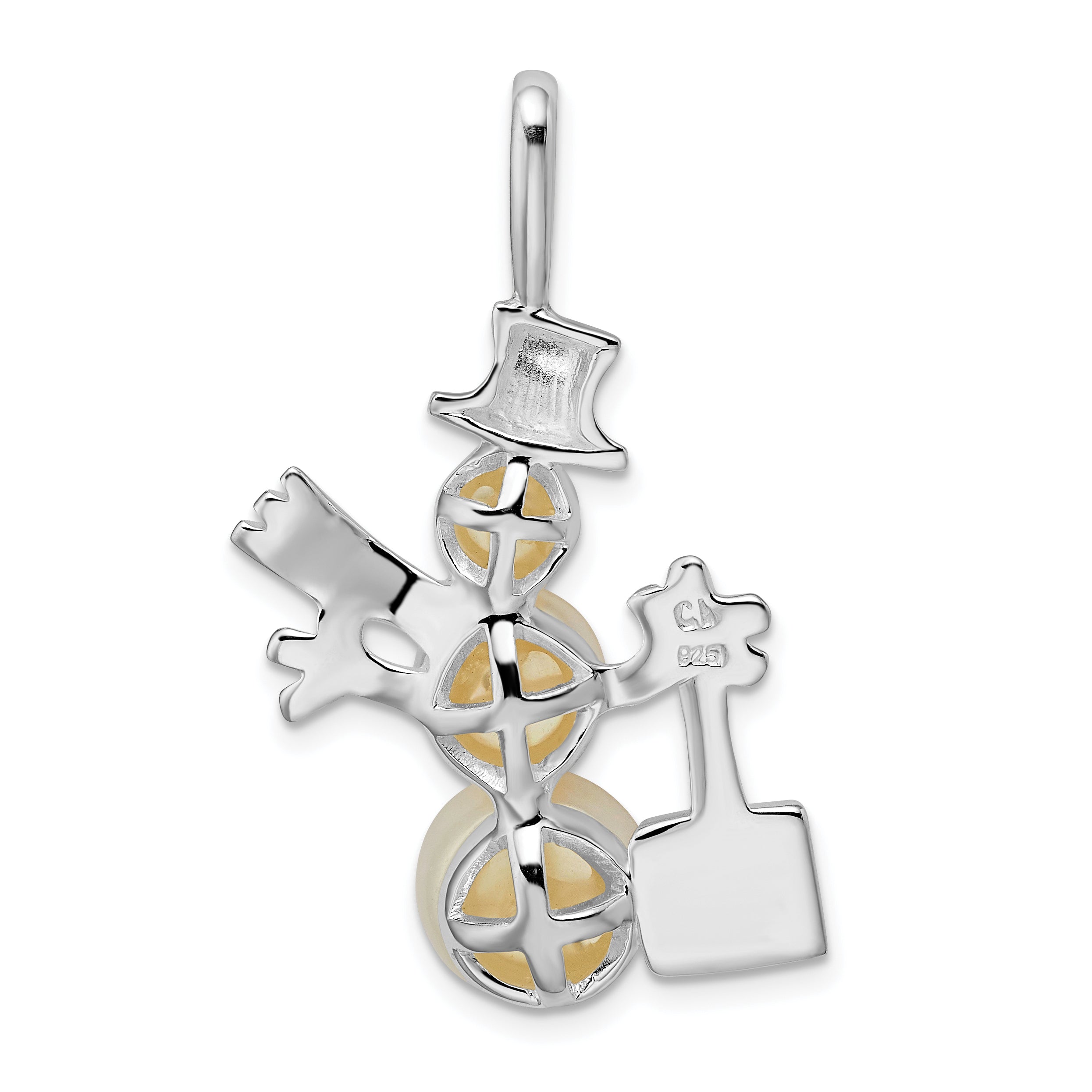 Sterling Silver Fw Cultured Pearl Snowman Pendant