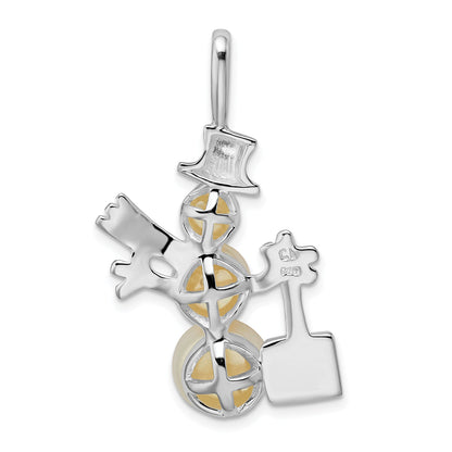 Sterling Silver Fw Cultured Pearl Snowman Pendant