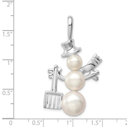 Sterling Silver Fw Cultured Pearl Snowman Pendant