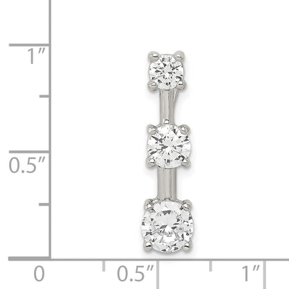 Sterling Silver Rhodium-Plated 3-Stone Cz Pendant