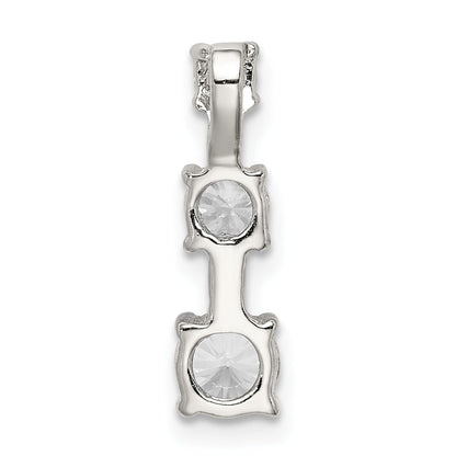 Sterling Silver Rhodium-Plated 3-Stone Cz Pendant