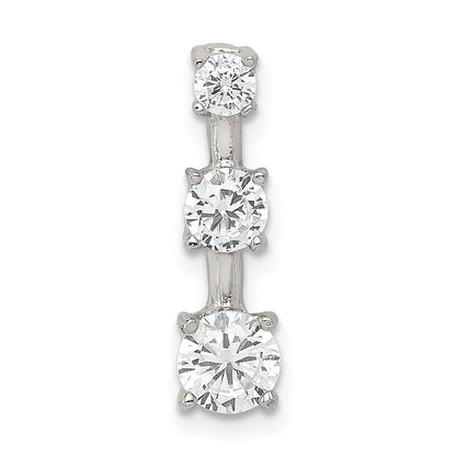 Sterling Silver Rhodium-Plated 3-Stone Cz Pendant