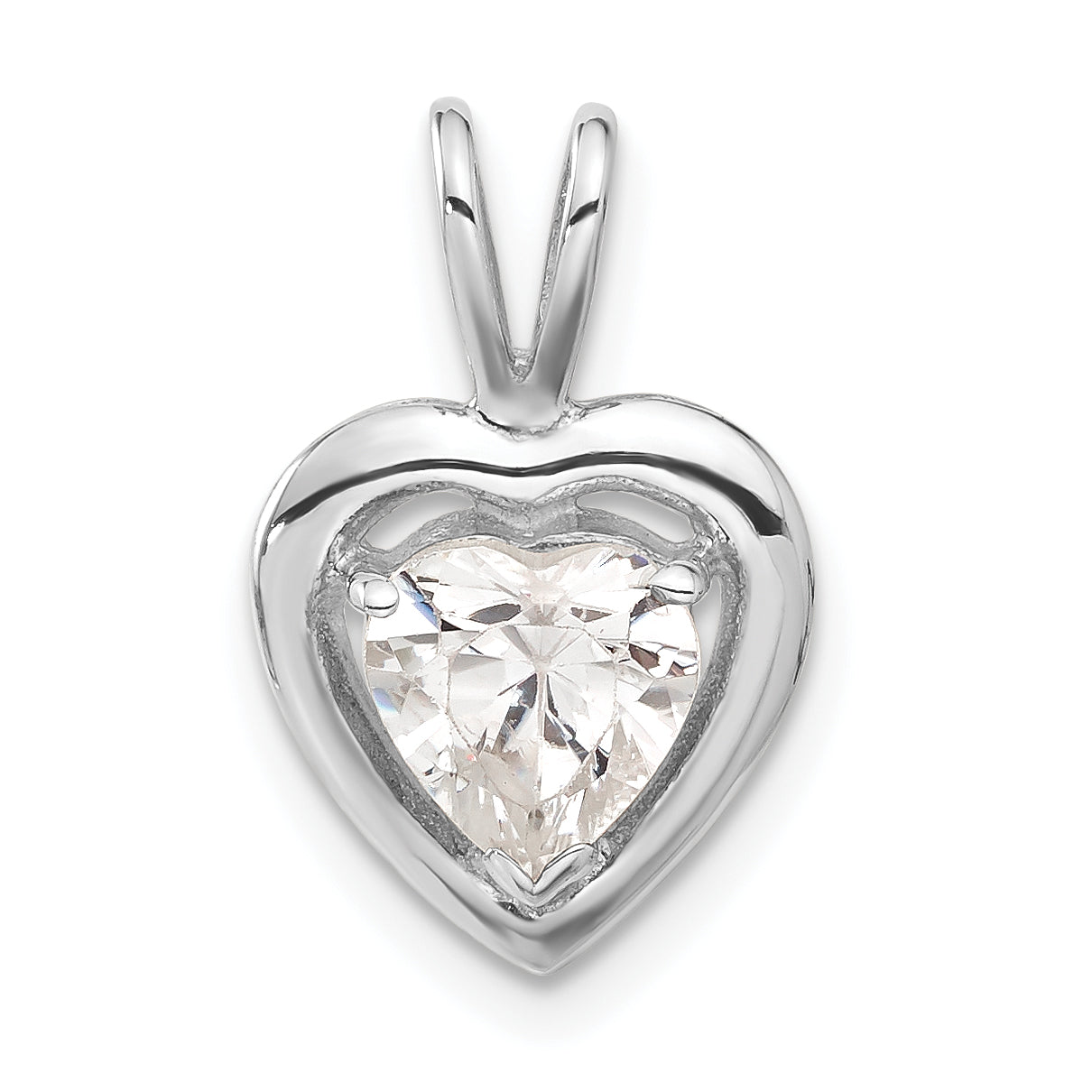 Sterling Silver Cz Heart Pendant