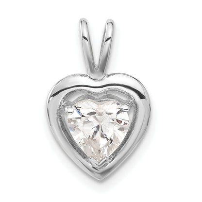 Sterling Silver Cz Heart Pendant