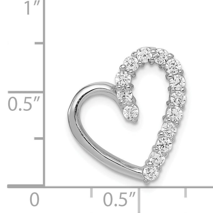 Sterling Silver Rhodium-Plated Cz Heart Pendant