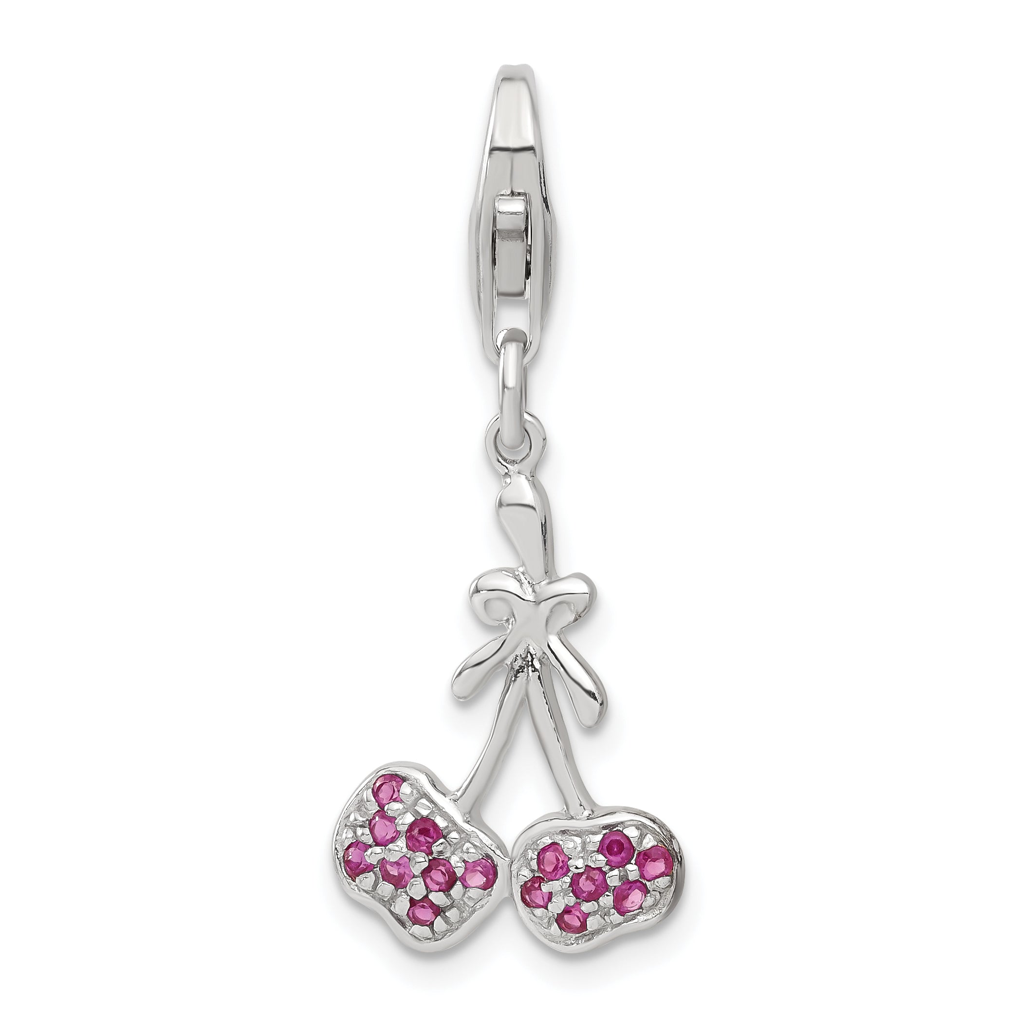 Sterling Silver Cz Cherries Charm