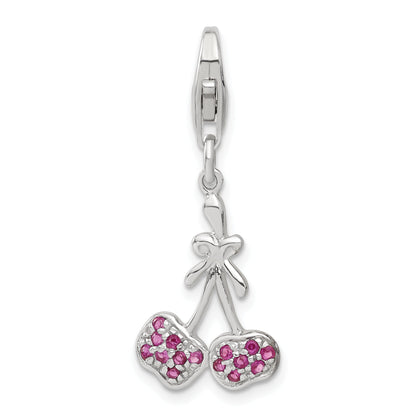 Sterling Silver Cz Cherries Charm
