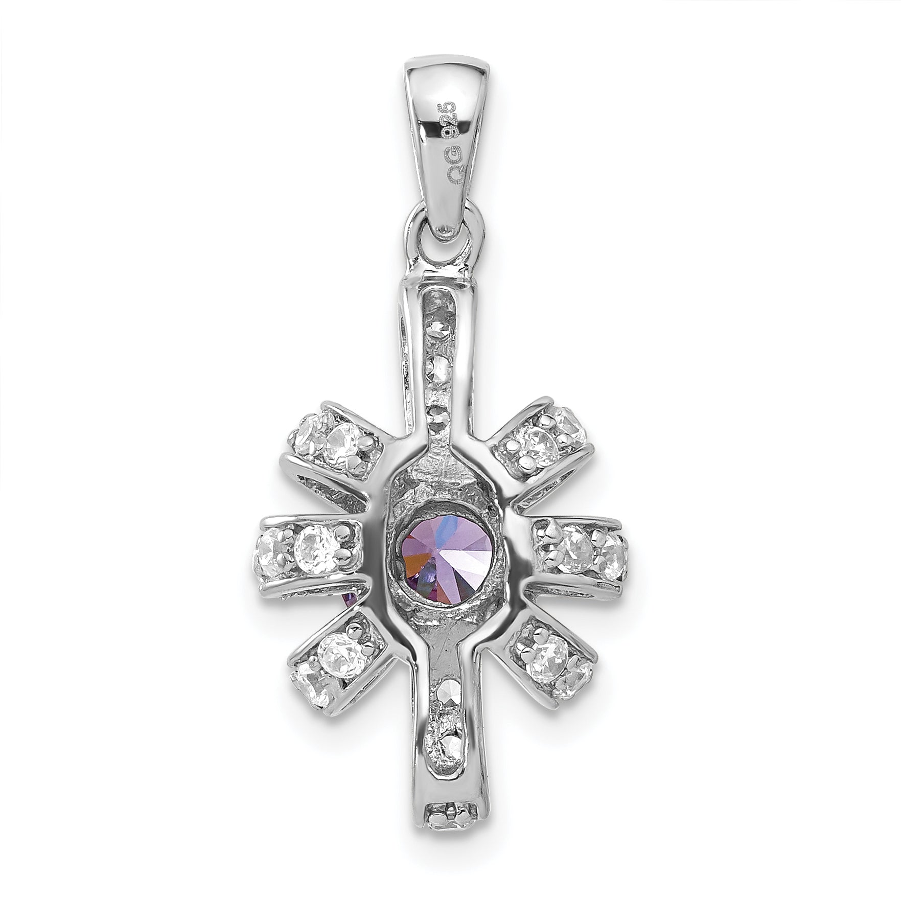 Sterling Silver Purple & Clear Cz Pendant