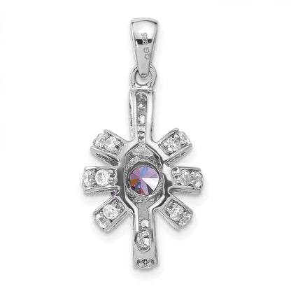 Sterling Silver Purple & Clear Cz Pendant
