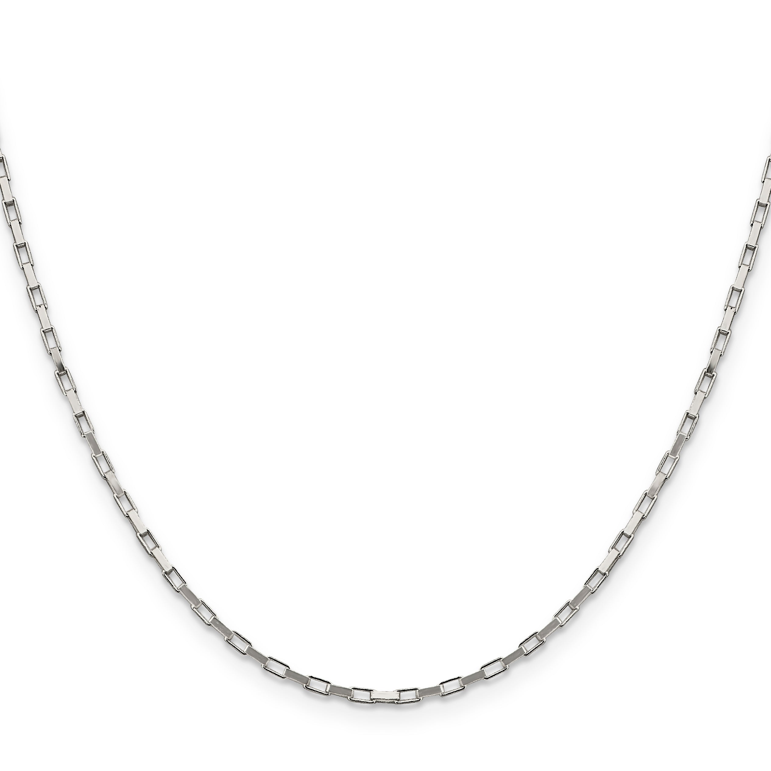 22 Inch Sterling Silver 1.65mm Elongated Box Chain Necklace