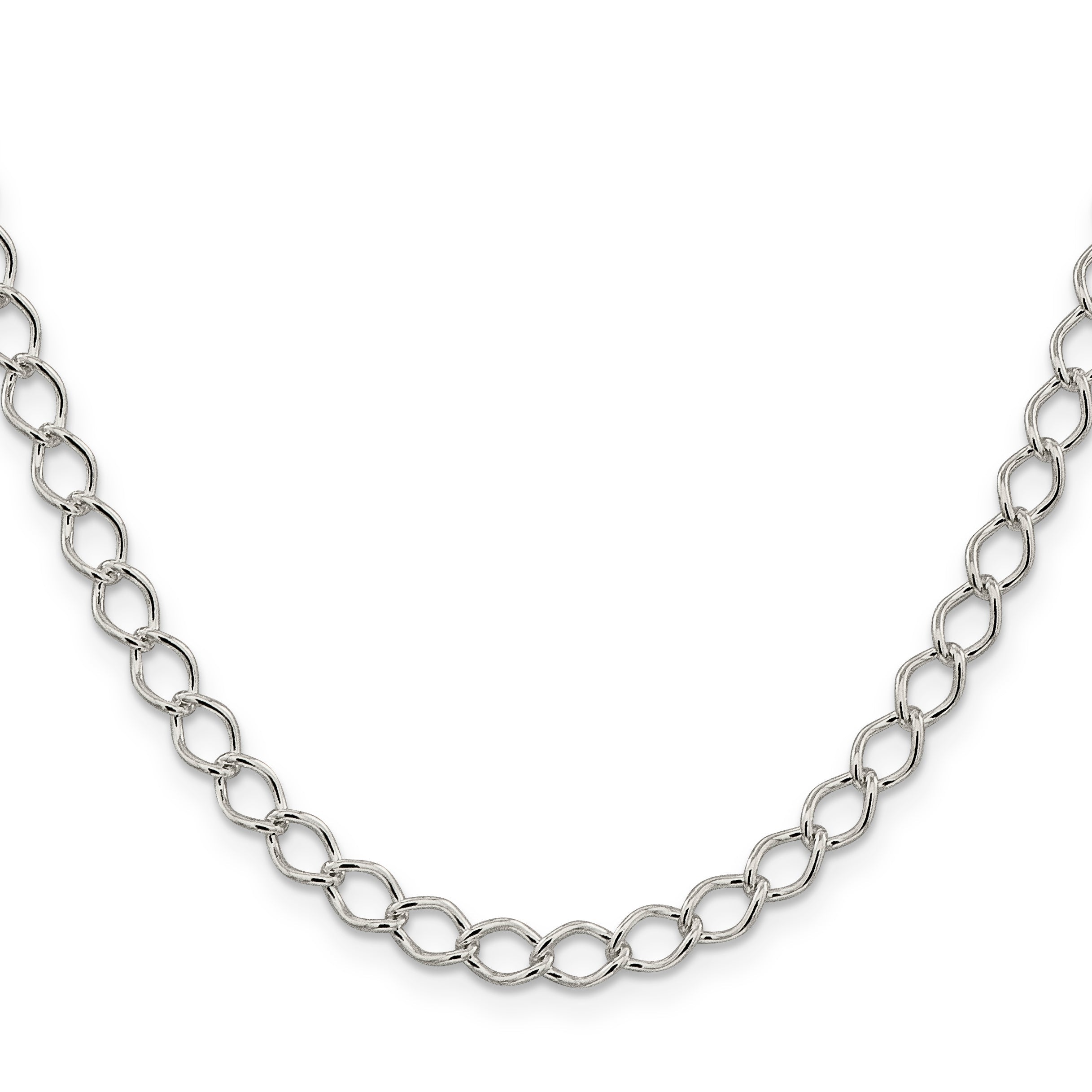 20 Inch Sterling Silver 5.75mm Fancy Open Curb Chain Necklace