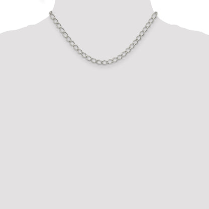 16 Inch Sterling Silver 5.75mm Fancy Open Curb Chain Necklace